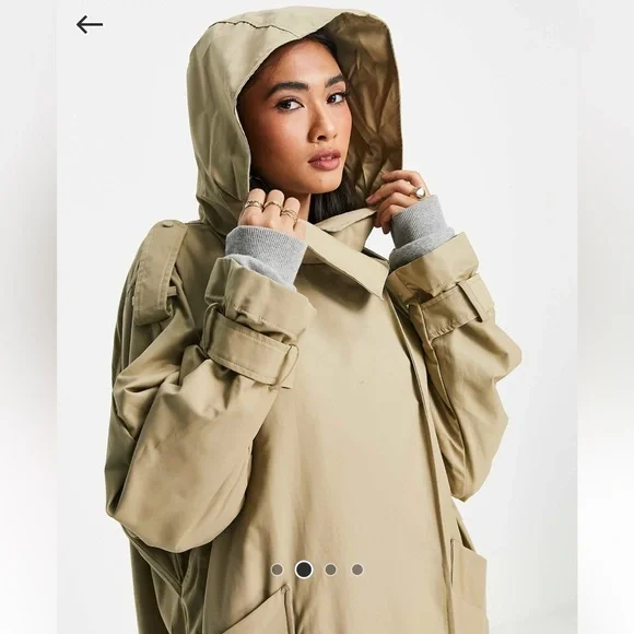 Mango soft oversized trench coat with hood in beige - Picture 2 of 7